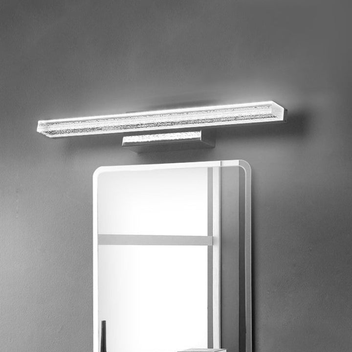 Lisslune | LED Toilet Wall Lamp Modern Silver Wall Mounted Light with Rectangular Acrylic Shade in Warm/White Light