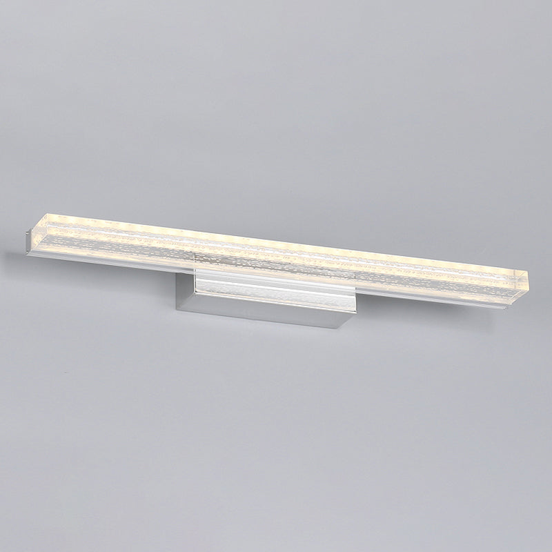 Lisslune | LED Toilet Wall Lamp Modern Silver Wall Mounted Light with Rectangular Acrylic Shade in Warm/White Light