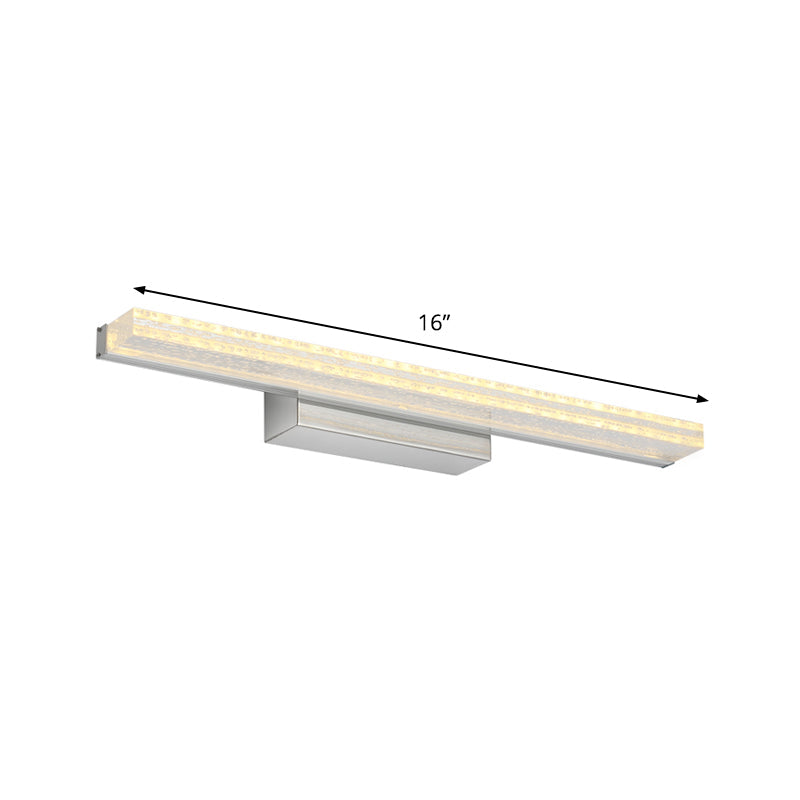Lisslune | LED Toilet Wall Lamp Modern Silver Wall Mounted Light with Rectangular Acrylic Shade in Warm/White Light