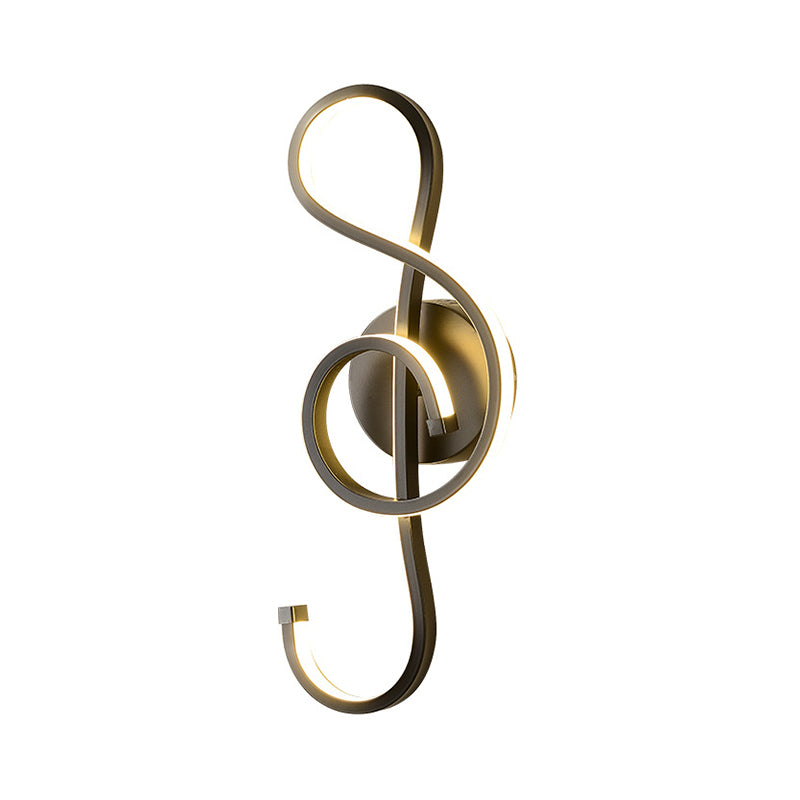 Lisslune | Iron Musical Note Wall Mounted Lamp Modernist Black/White LED Surface Wall Light in Warm/White Light