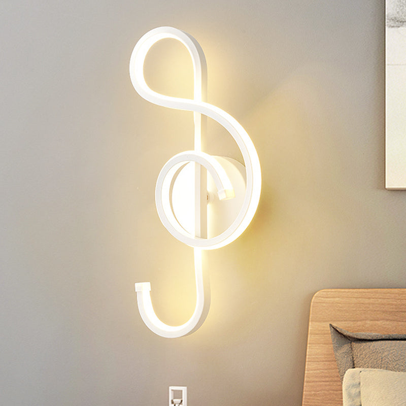 Lisslune | Iron Musical Note Wall Mounted Lamp Modernist Black/White LED Surface Wall Light in Warm/White Light