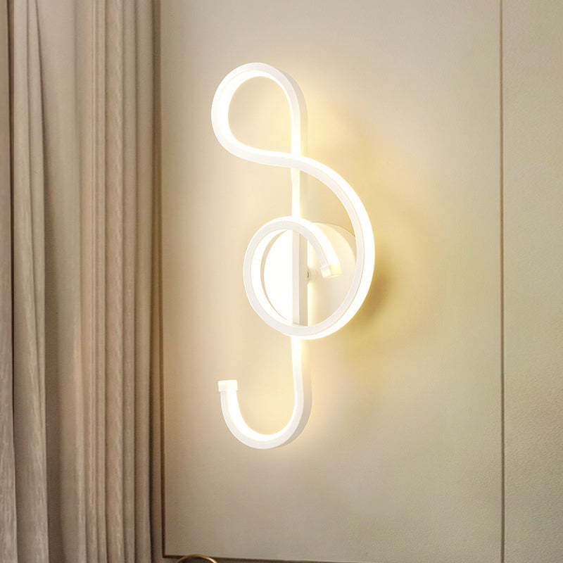 Lisslune | Iron Musical Note Wall Mounted Lamp Modernist Black/White LED Surface Wall Light in Warm/White Light