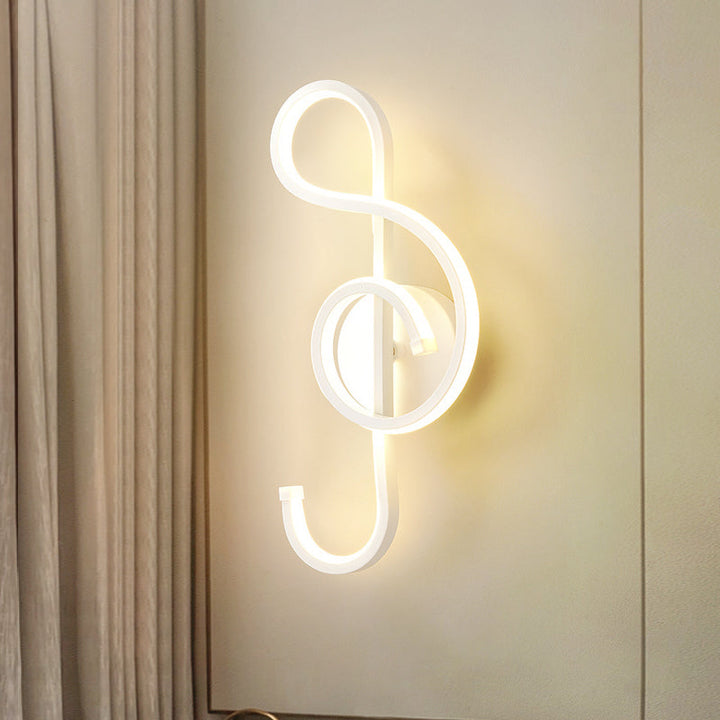 Lisslune | Iron Musical Note Wall Mounted Lamp Modernist Black/White LED Surface Wall Light in Warm/White Light