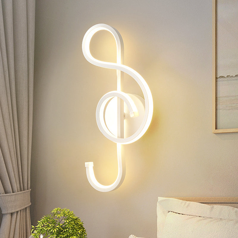 Lisslune | Iron Musical Note Wall Mounted Lamp Modernist Black/White LED Surface Wall Light in Warm/White Light