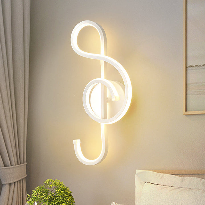 Lisslune | Iron Musical Note Wall Mounted Lamp Modernist Black/White LED Surface Wall Light in Warm/White Light