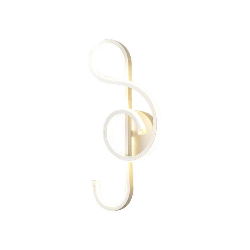 Lisslune | Iron Musical Note Wall Mounted Lamp Modernist Black/White LED Surface Wall Light in Warm/White Light