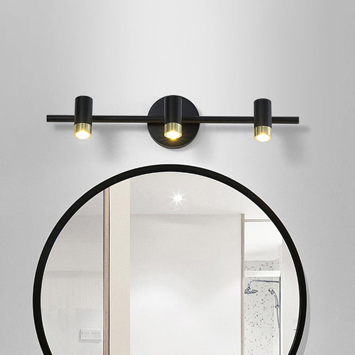 Lisslune | Black Short Tube Wall Vanity Lamp Modern 3 Bulb Metal Adjustable Wall Light Lighting