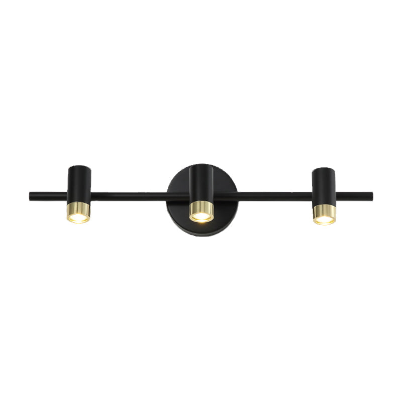 Lisslune | Black Short Tube Wall Vanity Lamp Modern 3 Bulb Metal Adjustable Wall Light Lighting