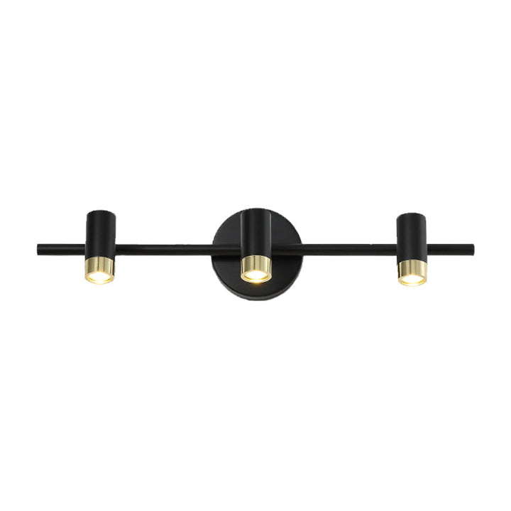 Lisslune | Black Short Tube Wall Vanity Lamp Modern 3 Bulb Metal Adjustable Wall Light Lighting