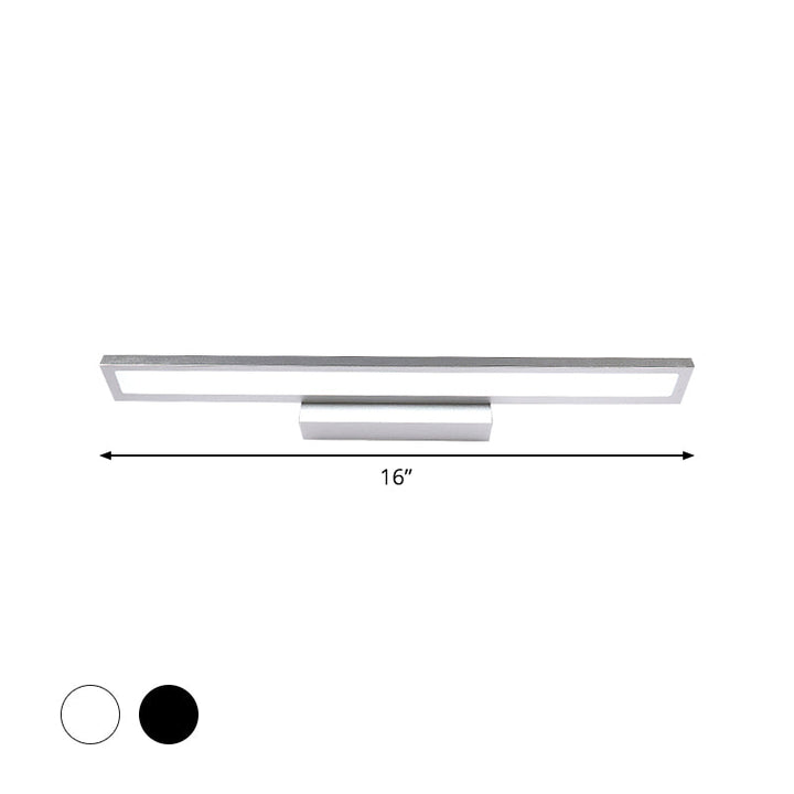 Lisslune | Modern Extended Vanity Lighting Ideas Metal LED Bathroom Wall Light in Black/Silver, 16"/23.5" L