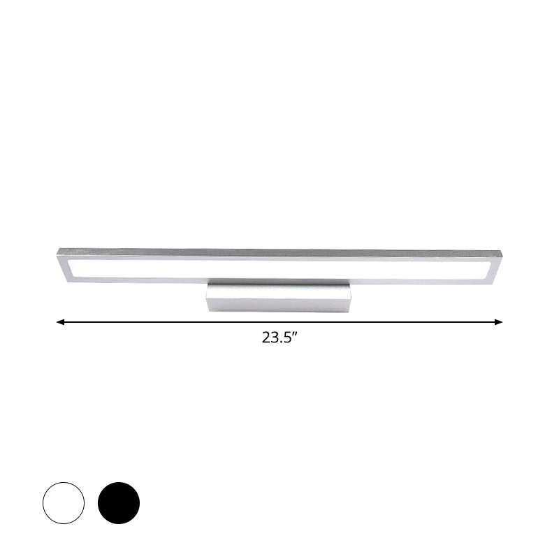 Lisslune | Modern Extended Vanity Lighting Ideas Metal LED Bathroom Wall Light in Black/Silver, 16"/23.5" L