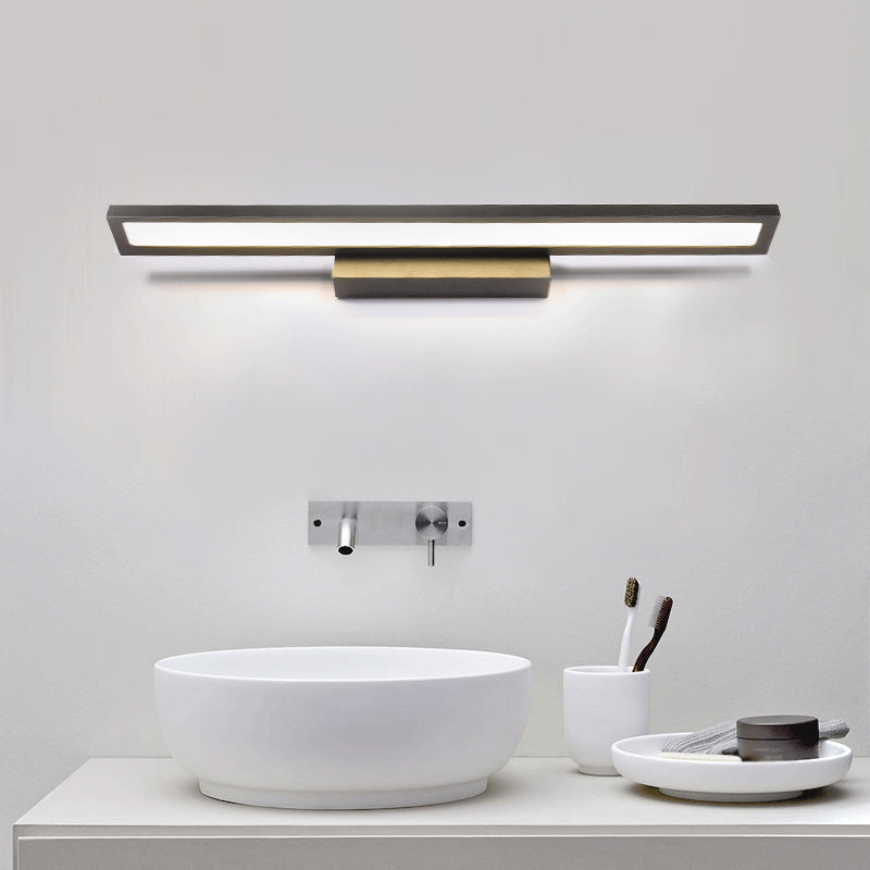 Lisslune | Modern Extended Vanity Lighting Ideas Metal LED Bathroom Wall Light in Black/Silver, 16"/23.5" L