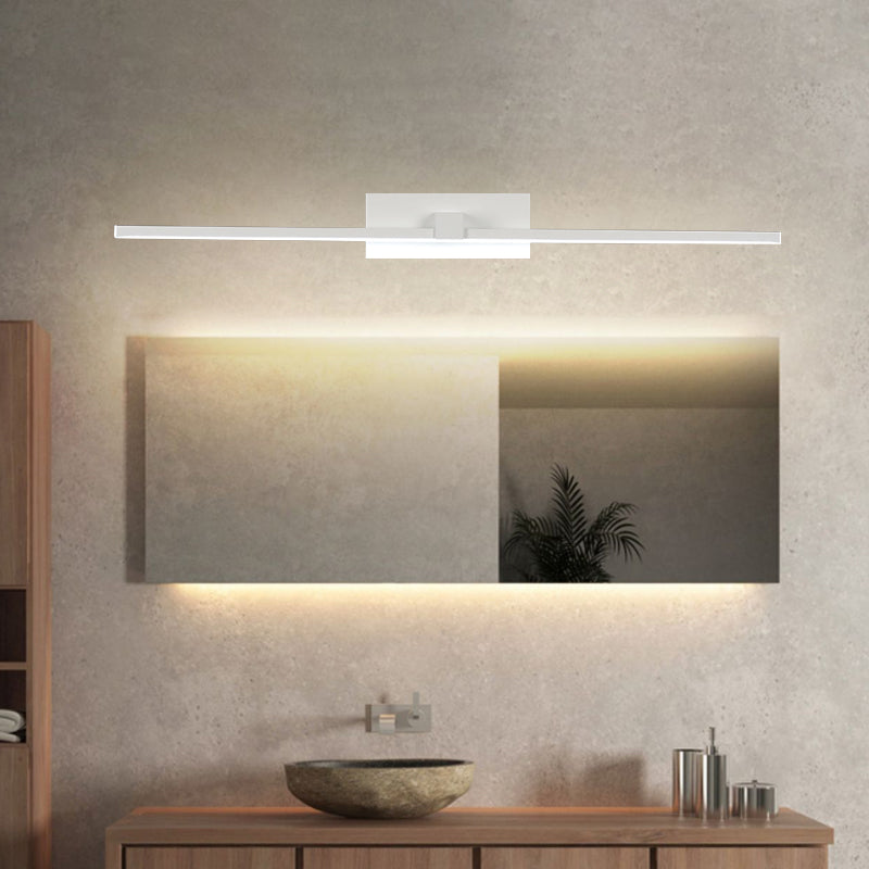 Lisslune | White Rectangular Sink Lamp Minimalistic 16"/19.5" L LED Metal Wall Light in Warm/White Light