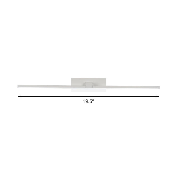 Lisslune | White Rectangular Sink Lamp Minimalistic 16"/19.5" L LED Metal Wall Light in Warm/White Light