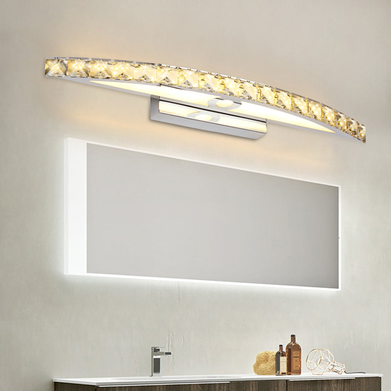 Lisslune | Curvy Bathroom Wall Mounted Vanity Light Clear/Champagne Crystal LED Minimal Mirror Lamp in Warm/White Light