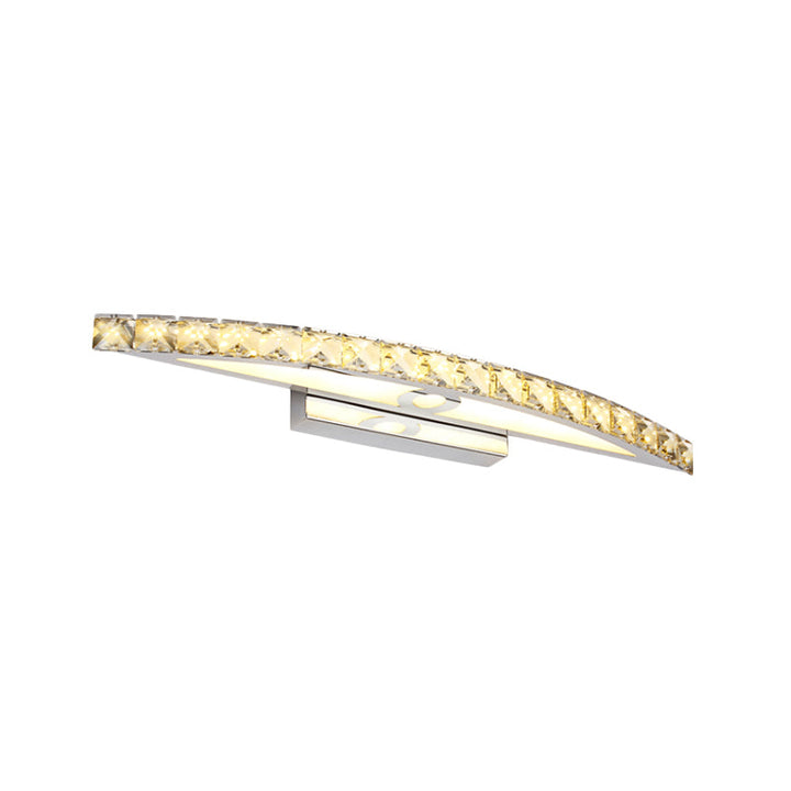 Lisslune | Curvy Bathroom Wall Mounted Vanity Light Clear/Champagne Crystal LED Minimal Mirror Lamp in Warm/White Light