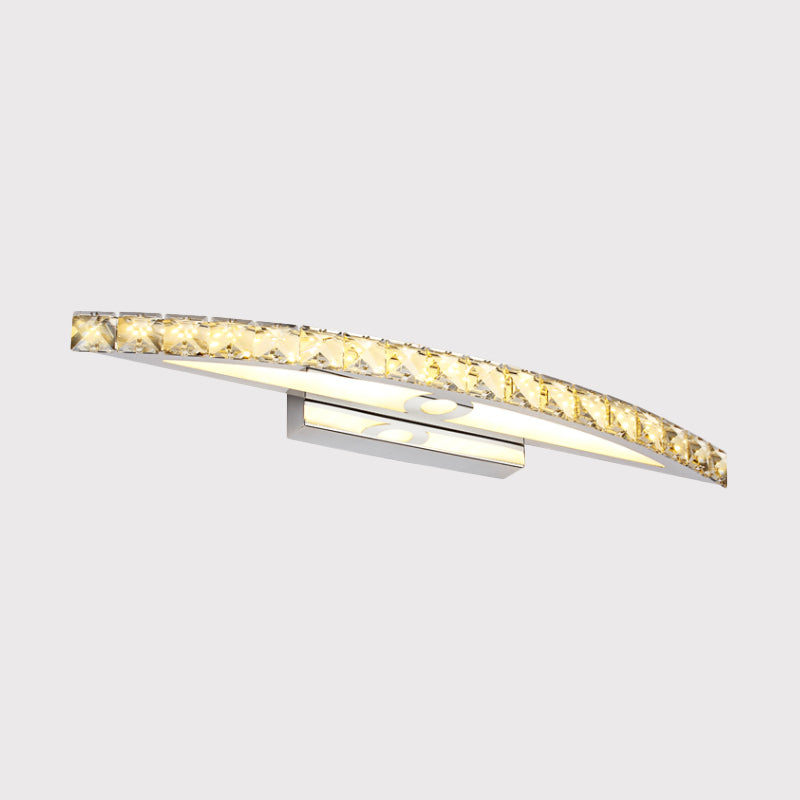 Lisslune | Curvy Bathroom Wall Mounted Vanity Light Clear/Champagne Crystal LED Minimal Mirror Lamp in Warm/White Light
