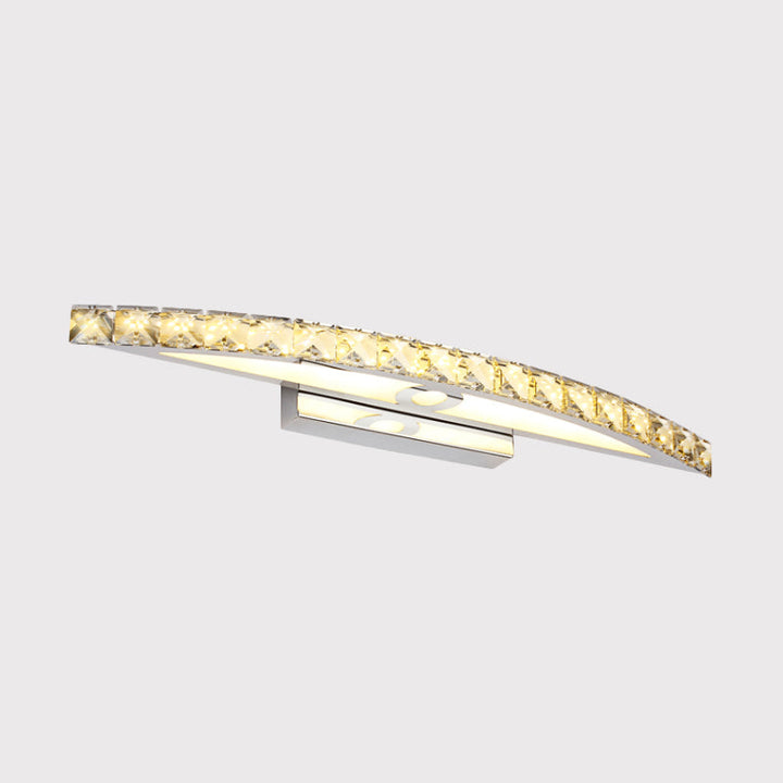 Lisslune | Curvy Bathroom Wall Mounted Vanity Light Clear/Champagne Crystal LED Minimal Mirror Lamp in Warm/White Light