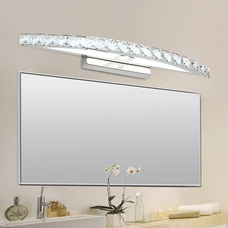 Lisslune | Curvy Bathroom Wall Mounted Vanity Light Clear/Champagne Crystal LED Minimal Mirror Lamp in Warm/White Light