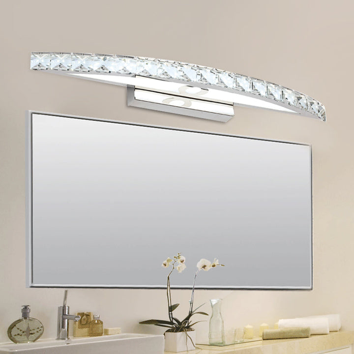 Lisslune | Curvy Bathroom Wall Mounted Vanity Light Clear/Champagne Crystal LED Minimal Mirror Lamp in Warm/White Light