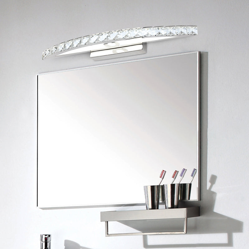 Lisslune | Curvy Bathroom Wall Mounted Vanity Light Clear/Champagne Crystal LED Minimal Mirror Lamp in Warm/White Light
