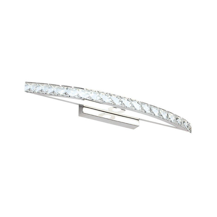 Lisslune | Curvy Bathroom Wall Mounted Vanity Light Clear/Champagne Crystal LED Minimal Mirror Lamp in Warm/White Light