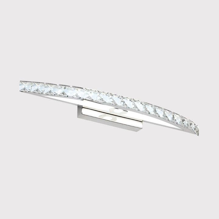 Lisslune | Curvy Bathroom Wall Mounted Vanity Light Clear/Champagne Crystal LED Minimal Mirror Lamp in Warm/White Light