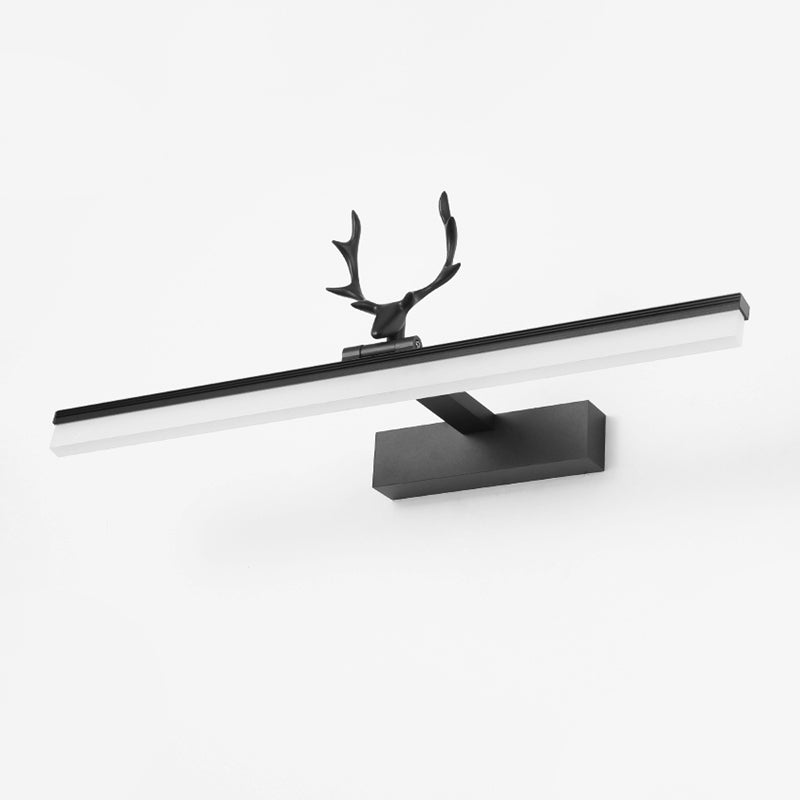 Lisslune | Straight Metal Wall Lamp Modernism LED Black Wall Mounted Lighting in Warm/White Light with Antler Deco