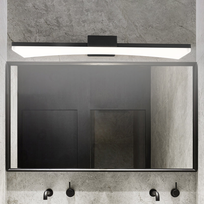 Lisslune | Contemporary Curved Cosmetic Lighting Fixture Acrylic LED Bathroom Wall Light in Black, Warm/White Light