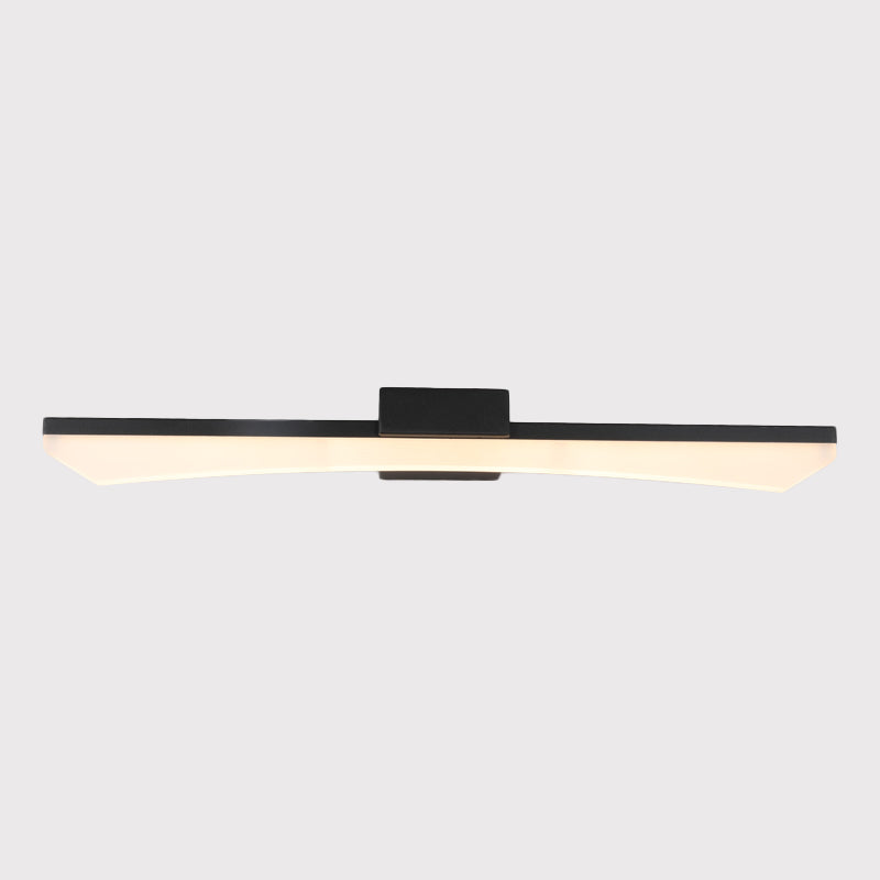 Lisslune | Contemporary Curved Cosmetic Lighting Fixture Acrylic LED Bathroom Wall Light in Black, Warm/White Light