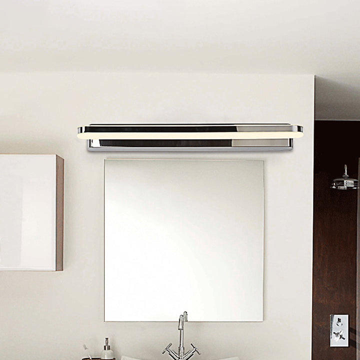 Lisslune | Nickel Linear Mirror Lighting Ideas Modernism LED Metal Wall Lamp Scone in Warm/White Light for Bathroom