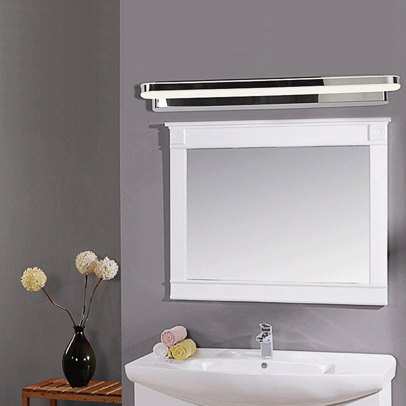 Lisslune | Nickel Linear Mirror Lighting Ideas Modernism LED Metal Wall Lamp Scone in Warm/White Light for Bathroom
