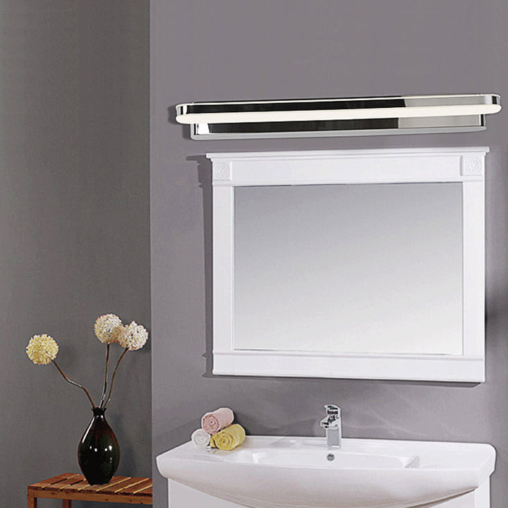 Lisslune | Nickel Linear Mirror Lighting Ideas Modernism LED Metal Wall Lamp Scone in Warm/White Light for Bathroom
