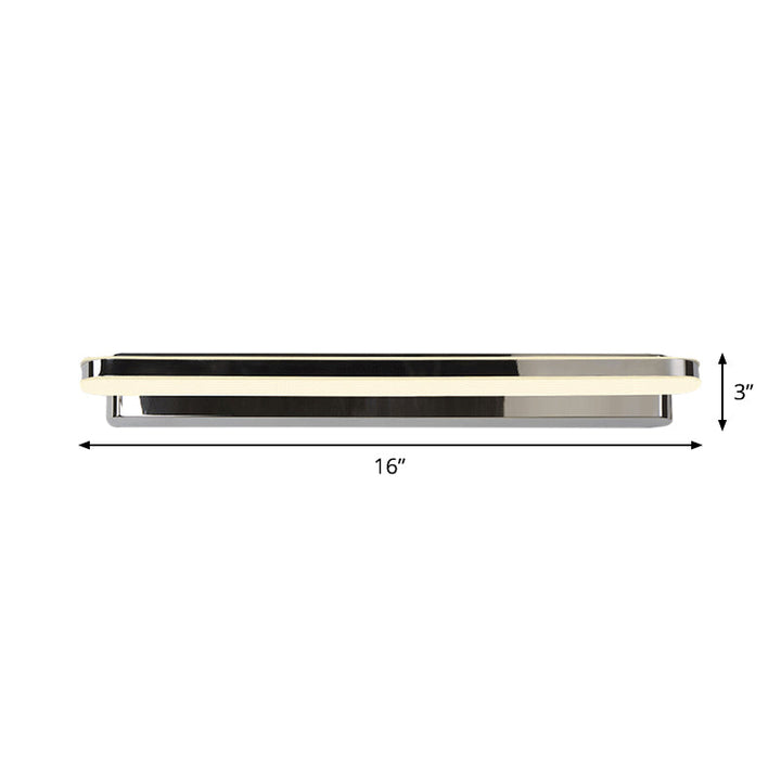 Lisslune | Nickel Linear Mirror Lighting Ideas Modernism LED Metal Wall Lamp Scone in Warm/White Light for Bathroom