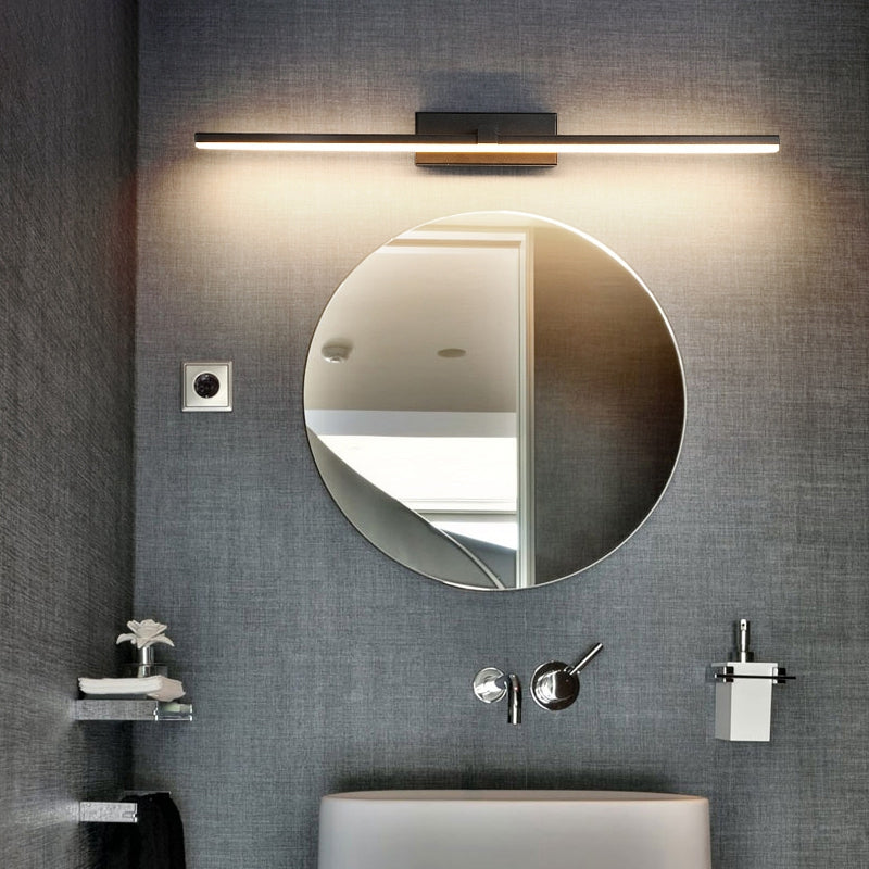 Lisslune | Shower Room LED Washbasin Light Simple black wall light with straight metal shade in warm/white light