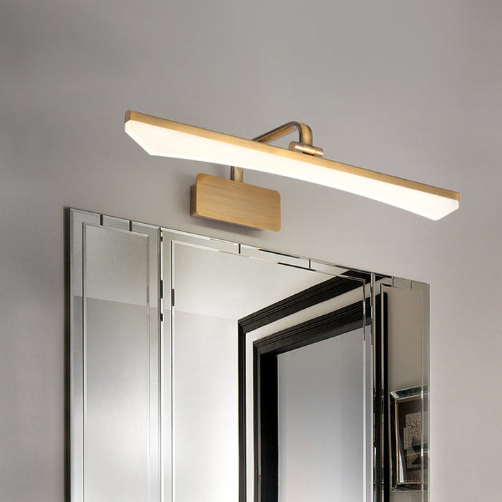 Lisslune | Modernist Slim Vanity Lamp Metal LED Bathroom Wall Lighting in Gold, Warm/White Light