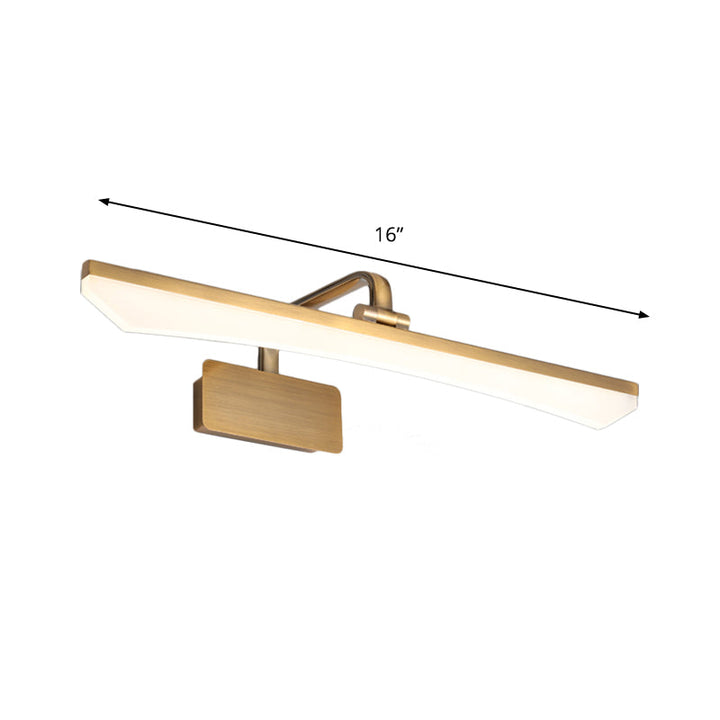 Lisslune | Modernist Slim Vanity Lamp Metal LED Bathroom Wall Lighting in Gold, Warm/White Light