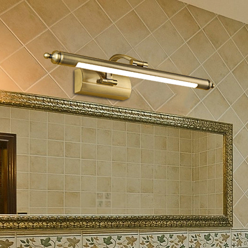 Lisslune | Straight Mirror Cabinet Vanity Lamp Metallic LED Modernism Wall Mounted Light in Brass