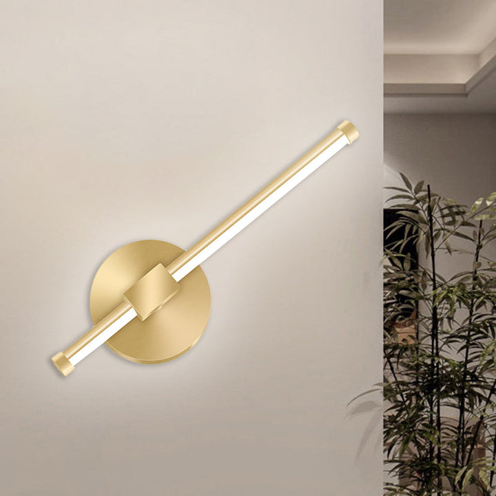 Lisslune | Gold Tube/Stick Wall Lighting Ideas Simple Aluminum LED Wall Lamp for Boys Nightstand