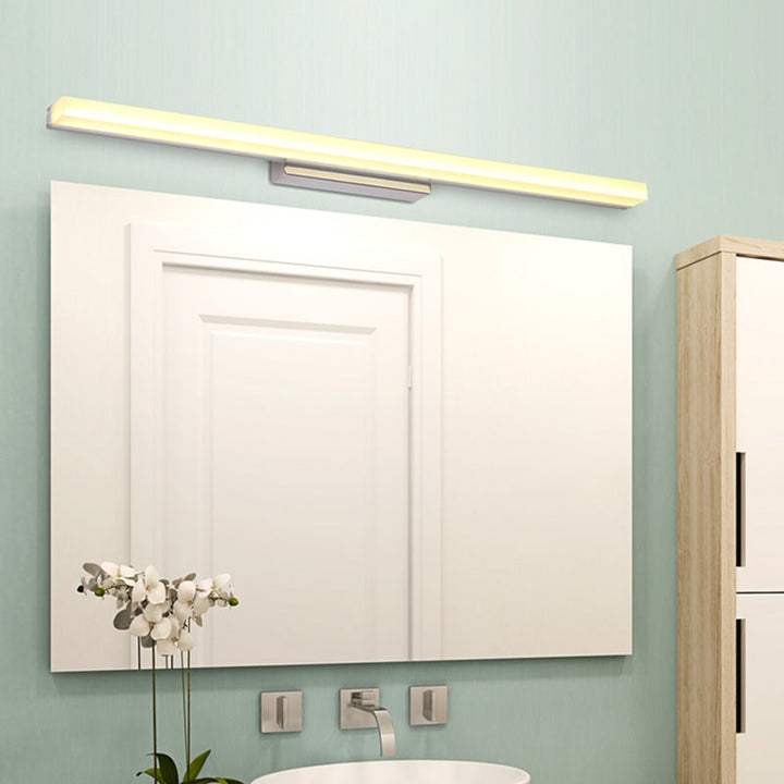 Lisslune | LED Bathroom Wall Lamp Contemporary Chrome Vanity Lighting with Streamlined Metal Shade in Warm/White Light