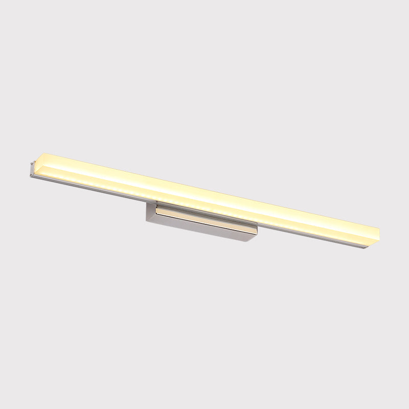 Lisslune | LED Bathroom Wall Lamp Contemporary Chrome Vanity Lighting with Streamlined Metal Shade in Warm/White Light