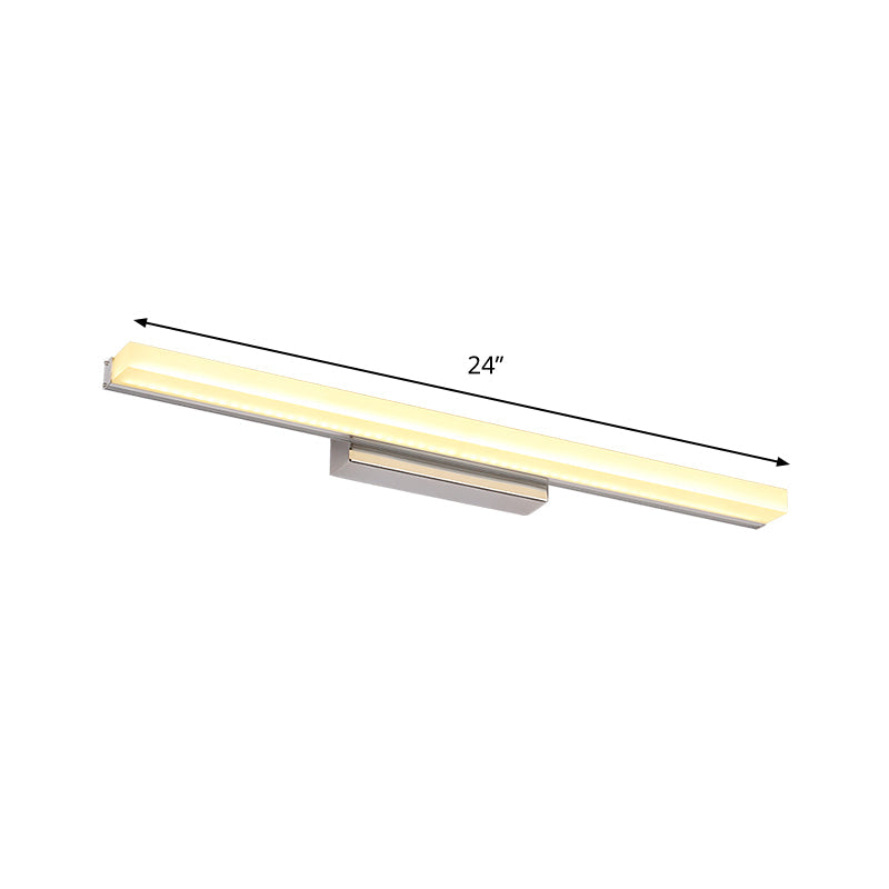 Lisslune | LED Bathroom Wall Lamp Contemporary Chrome Vanity Lighting with Streamlined Metal Shade in Warm/White Light