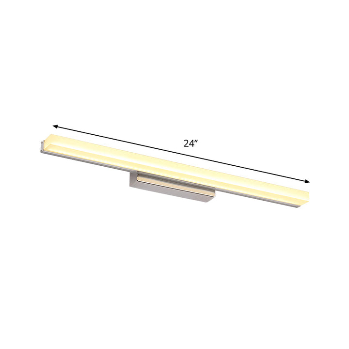 Lisslune | LED Bathroom Wall Lamp Contemporary Chrome Vanity Lighting with Streamlined Metal Shade in Warm/White Light