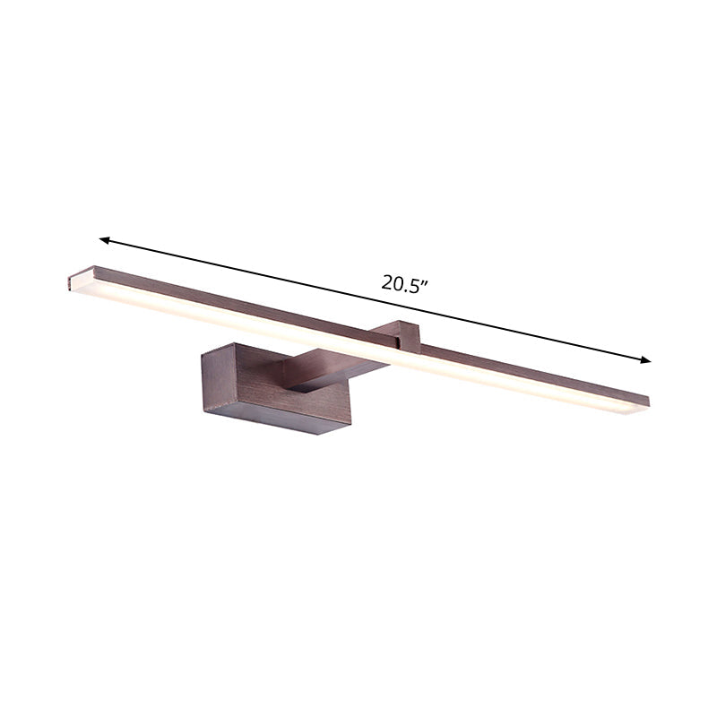 Lisslune | Tubular Vanity Lighting Contemporary Metallic LED Coffee Wall Mount Light Fixture in Warm/White Light, 16.5"/20.5" L