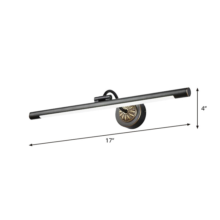 Lisslune | 17"/22" Width Elongated Wall Lamp Simplicity Metal LED Black Vanity Mirror Light with Swivel Arm