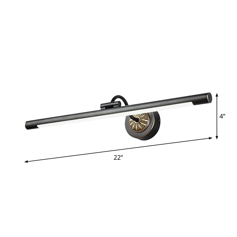 Lisslune | 17"/22" Width Elongated Wall Lamp Simplicity Metal LED Black Vanity Mirror Light with Swivel Arm