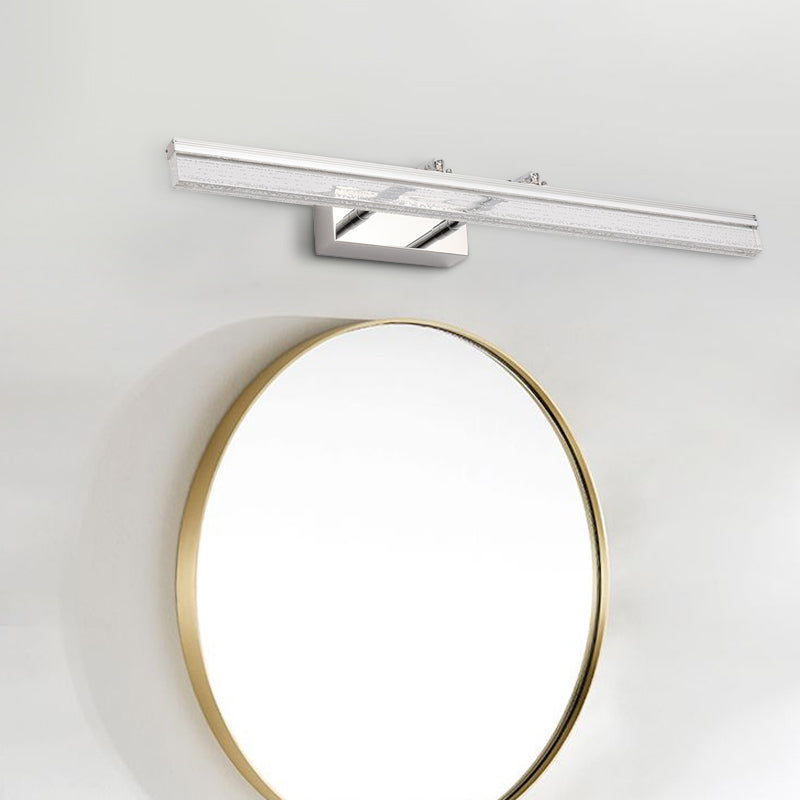 Lisslune | Linear Shower Room Bathroom Light Acrylic LED Contemporary Vanity Lighting Ideas in Chrome with Double Arm, Warm/White Light