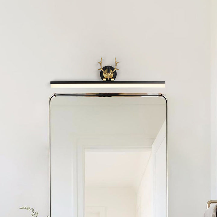 Lisslune | Simplicity LED Antler Wall Mount Lamp Black Linear Vanity Light with Acrylic Shade in Warm/White Light