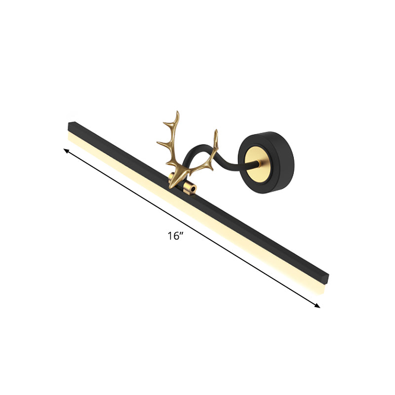 Lisslune | Simplicity LED Antler Wall Mount Lamp Black Linear Vanity Light with Acrylic Shade in Warm/White Light