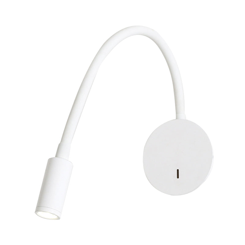 Skørter | Adjustable Cylinder Reading Wall Light Contemporary Silicone and Metal LED Black/White Wall Lamp